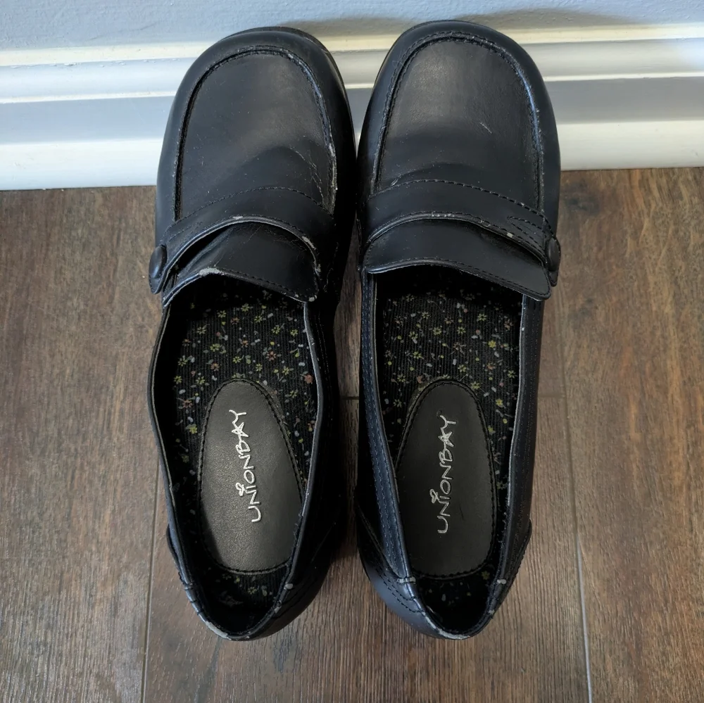 Vintage Unionbay Bettie Platform Loafers Chunky Black‎ Size 6M 90s Y2K Academia